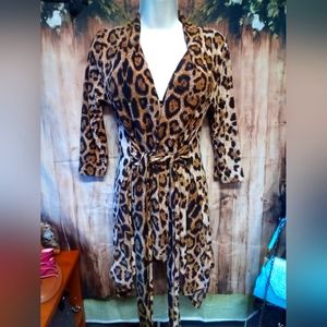 LUXXE leopard print front tie coverup, NWT